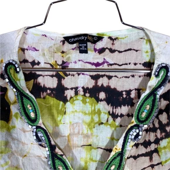 Chaudry KC Cotton Beaded Tunic Size L - Picture 3 of 6